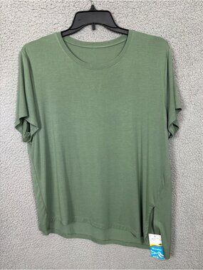 Magcomsen Women's  Activewear Green Quick-Dry T-Shirt Asymmetrical 2XL NWT's